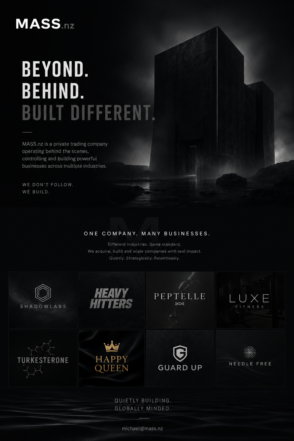 MASS.nz — Beyond. Behind. Built Different. One company, many businesses.